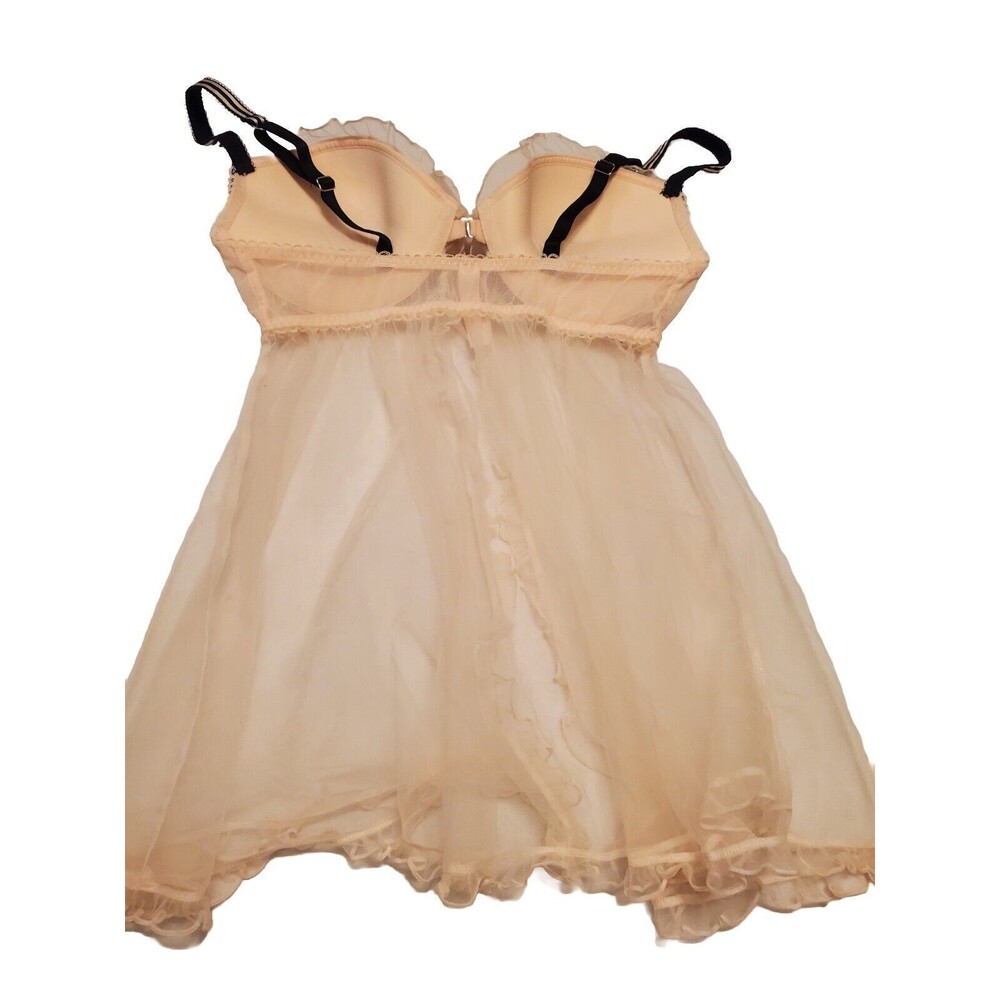 Victoria's Secret Light Pink Lace Lingerie 36C Push Up Padded Bows & Strips - Picture 3 of 10
